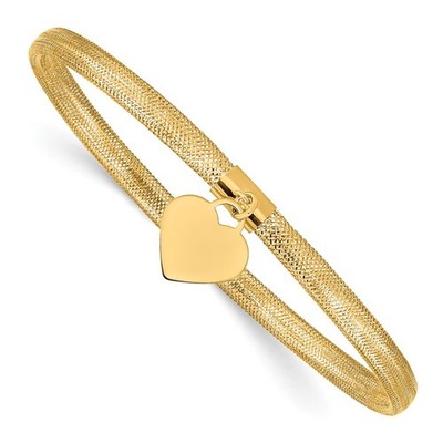 14K Gelbgold Herz Stretch Mesh Armband 1,24 Gramm Geschenk für Mutter