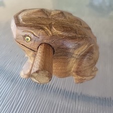 Frog Guiro Rasp Croaking Musical Instrument Percussion Tone Wood Carved Toy