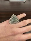 Native American Green Seraphinite Ring Sterling Silver Floral Beaded Frame — photo 8