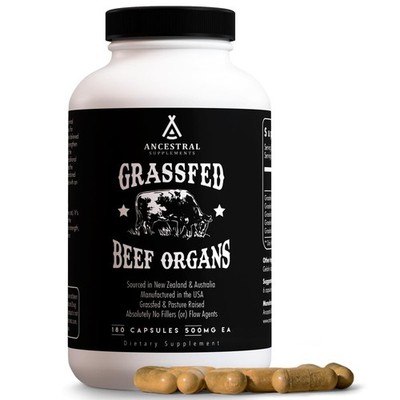 Ancestral Supplements Grass Fed Beef Organ Supplement, Supports Whole Body We...