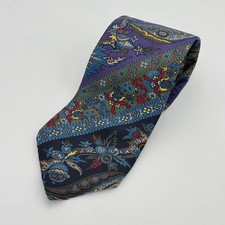 Vintage GANT 100% Silk Tie Paisley Floral Multicolor AOP Necktie Made in USA