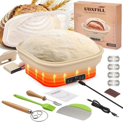 Upgrade Heating Sourdough Bread Proofing Basket Set, Electric Thermostatic.