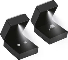 LETURE 2 Pieces Ring Earring Gift Box with LED light, Elegant Velvet Ring Case J