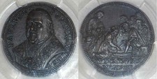 1605 Copper Medal Pope Paul V AN XIIII Jesus Washing the Disciples Feet MS63BN
