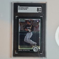 bowman 2010 chrome Mike Stanton #198 sgc 8 rookie marlins baseball card. rookie card picture