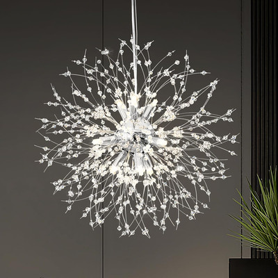 9-Light Modern Crystal Dandelion Chandelier for Dining Room & Living Spaces
