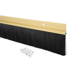 Door Bottom Sweep Gold Tone Aluminum Alloy Brush 39" x 2"