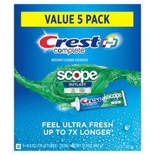 Crest Complete + Scope Outlast Ultra Toothpaste (6.3 oz., 5 pk) Free Shipping 0.65 per gallon