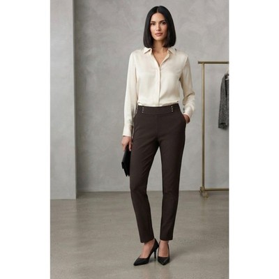 JM Collection Brown Comfort Stretch Pants - Size PM (Petite Medium)