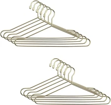 10Pcs Cute Dollhouse Clothes Hang Miniature Wire Clothes Stand (Gold)