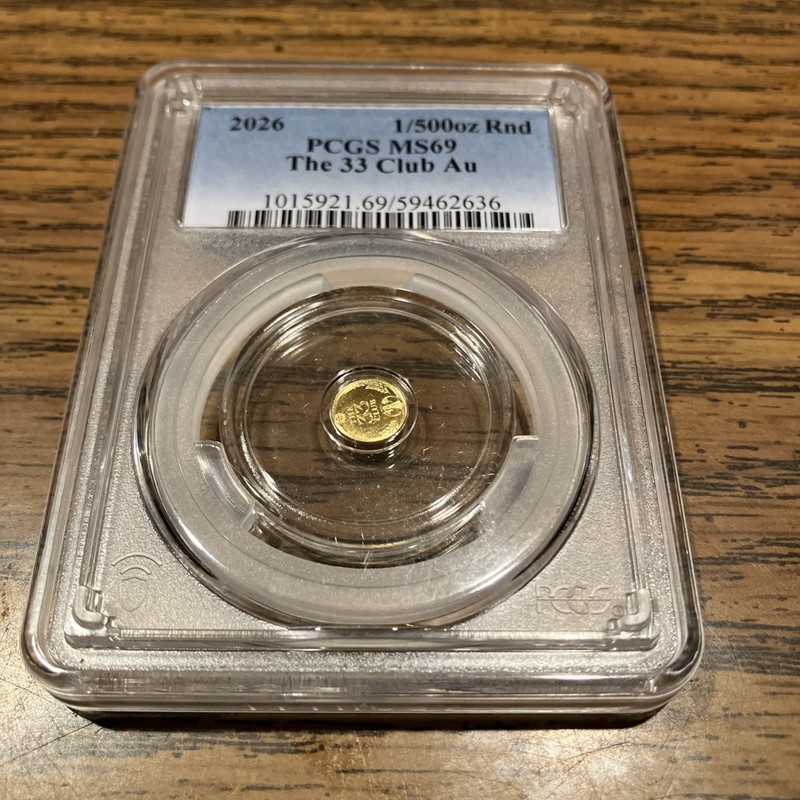 The 33 Club 2026 The 33 Club Au Gold 1/500 oz Round Certified PCGS MS69
