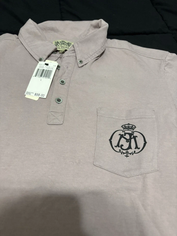 Camiseta masculina Juicy Couture rosa pálido vintage! Novo com etiquetas tamanho G - Imagem 2 de 4