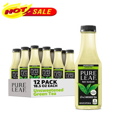 Pure Leaf Iced Tea, Unsweetened Green Tea, 18.5 fl Oz Bottles (Pack of 12)