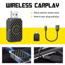 Mini Wireless CarPlay Adapter for Apple Plug & Play Low Latency Converts Wired