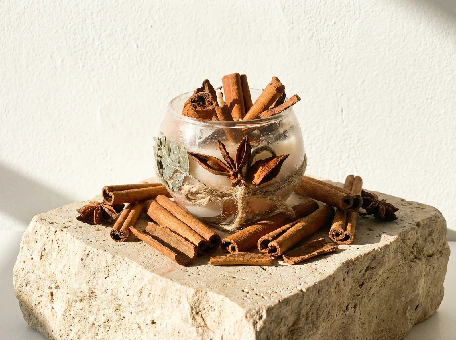 Bougie cire de soja bio cannelle naturelle parfumée maison longue durée