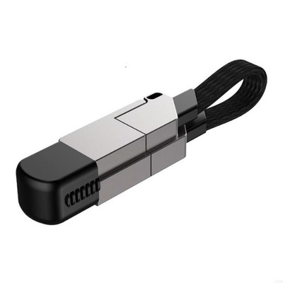 4-in-1 60W USB-C Fast Charging Keychain Cable: Data Sync for Phone Tablet Y3ND.