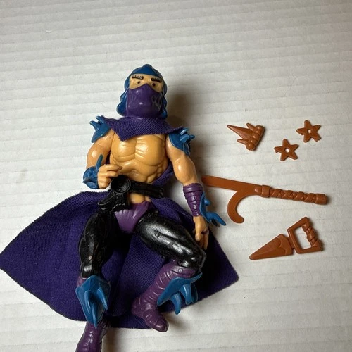 Vtg 1988 TMNT Shredder Soft Head Figure Macao w/ Accessories Playmates