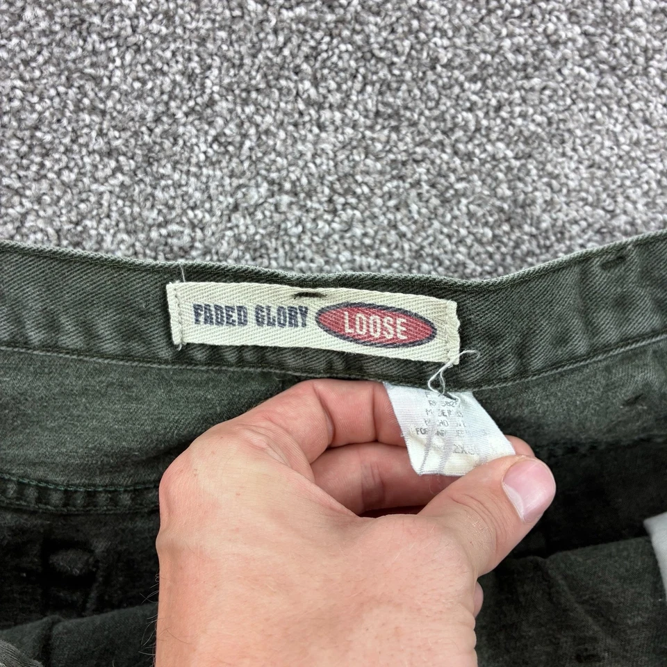 Vintage Y2k Faded Glory Jeans Mens 40x30 Olive Green Denim Baggy Leg Loose Wide - Image 4 of 4