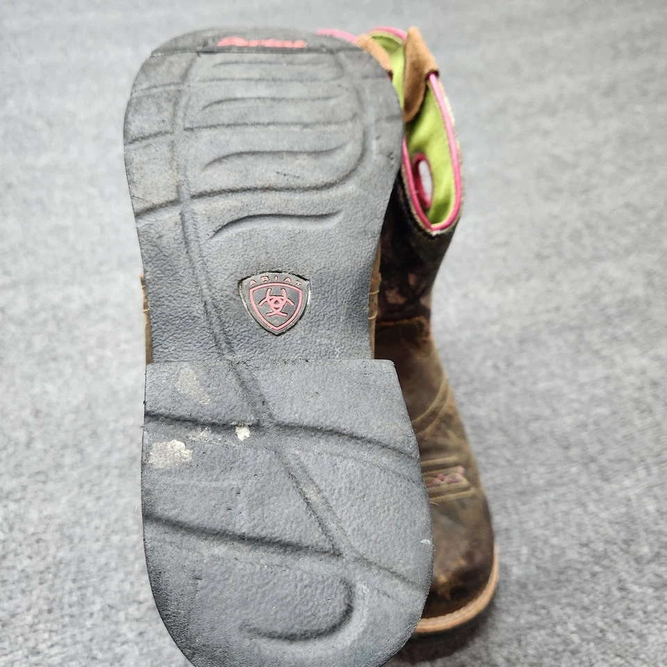 Ariat Fatbaby Women’s Cowboy Boots Size 5 Brown Camo Pink Trim Western Leather - Image 4 of 4