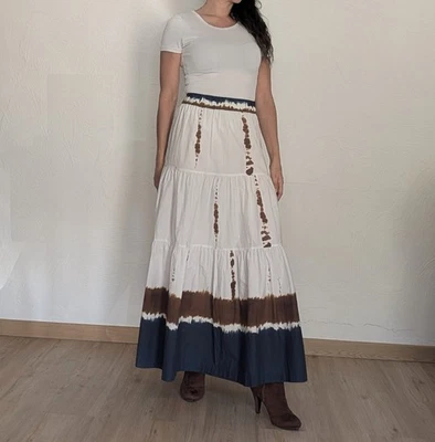 Massimo Dutti Jupe Longue Bohème 100% Coton Taille S Neuve Portugal - Photo 1/4
