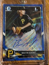 2018 Bowman Chrome Draft Braxton Ashcraft 1st Blue Wave Refractor Auto #035/150