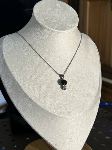 Onyx Moissanite Necklace 925 Sterling Silver Pendant Fine Jewelry
