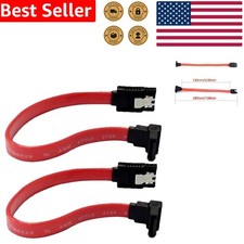 SATA Cable 2-Pack Red 90 Right Angle 6Gbps SATA III Data Locking Cord PC Server