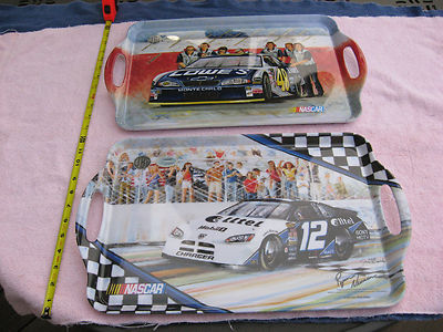 Lot of 2 Nascar Serving Trays Jimmie Johson & Ryan Newman