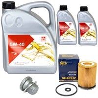 MotoröL Set Febi SAE 5W-40 7 Liter + ÖLfilter + Schraube FüR Mercedes C-Klasse