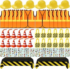 62 Piece Construction Birthday Party Supplies Set Kids Construction Dress Up Set
