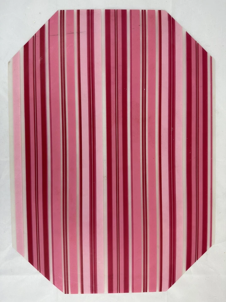 Antigo Conjunto de Placemat Listrado Octagonal Plástico Flexível Verde Rosa Azul Laranja 4 - Imagem 4 de 4