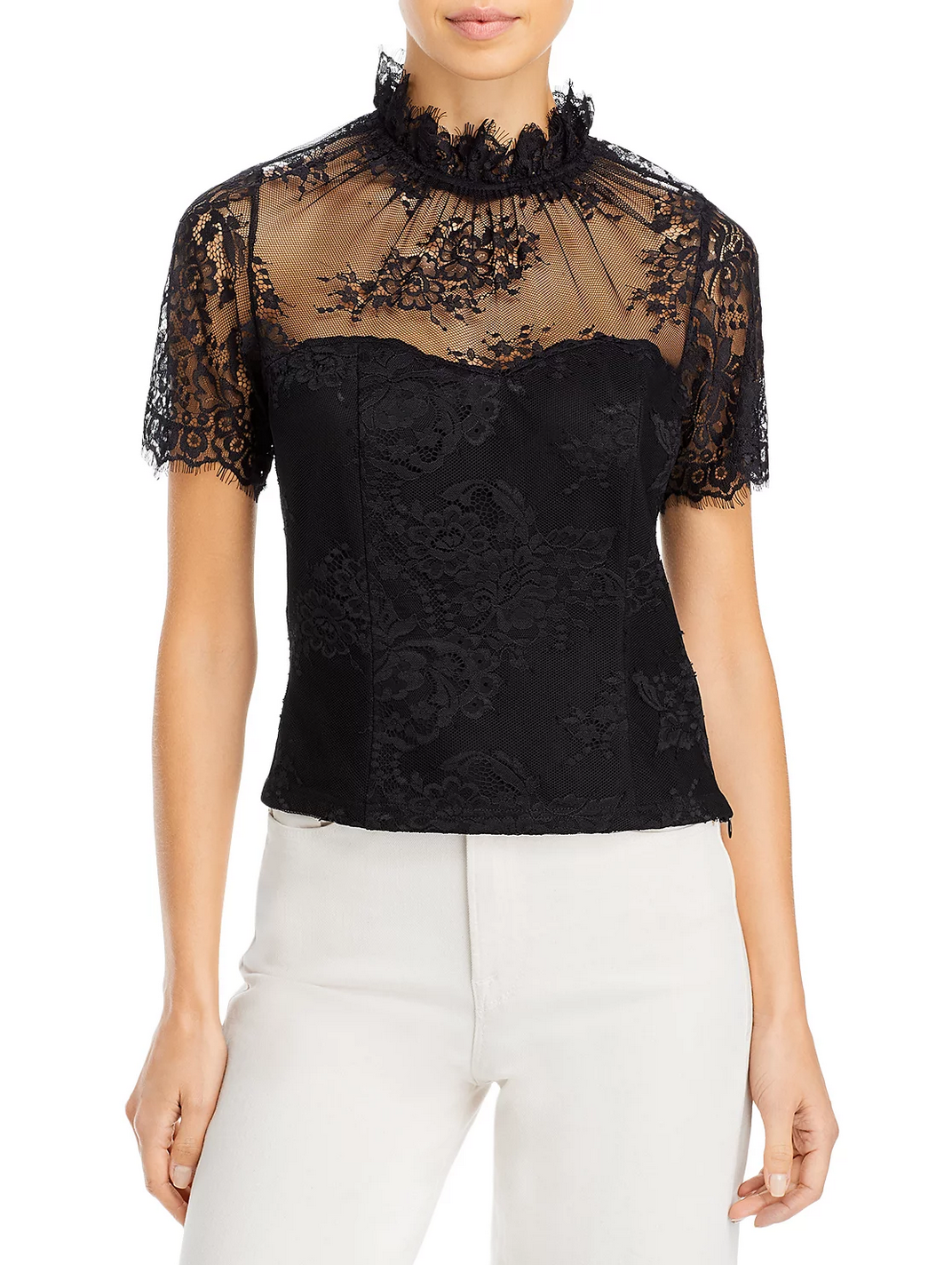 Lucy Paris Women Lydia Lace Top Black Size S