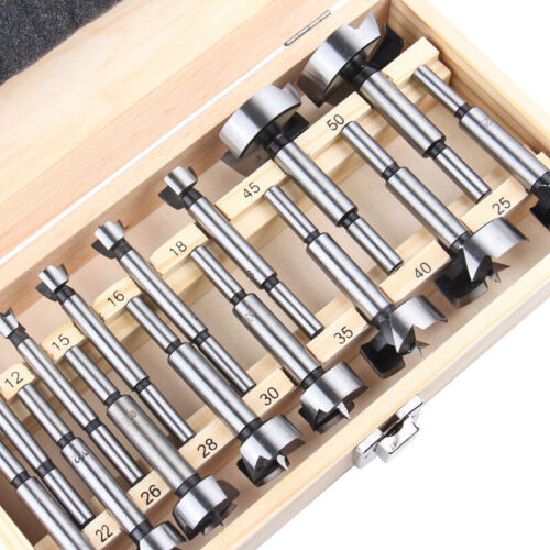15tlg 10-50mm Forstnerbohrer Satz Forstnerbohrer Set Holzbohrer Holzkasten NEU - Bild 7 von 18