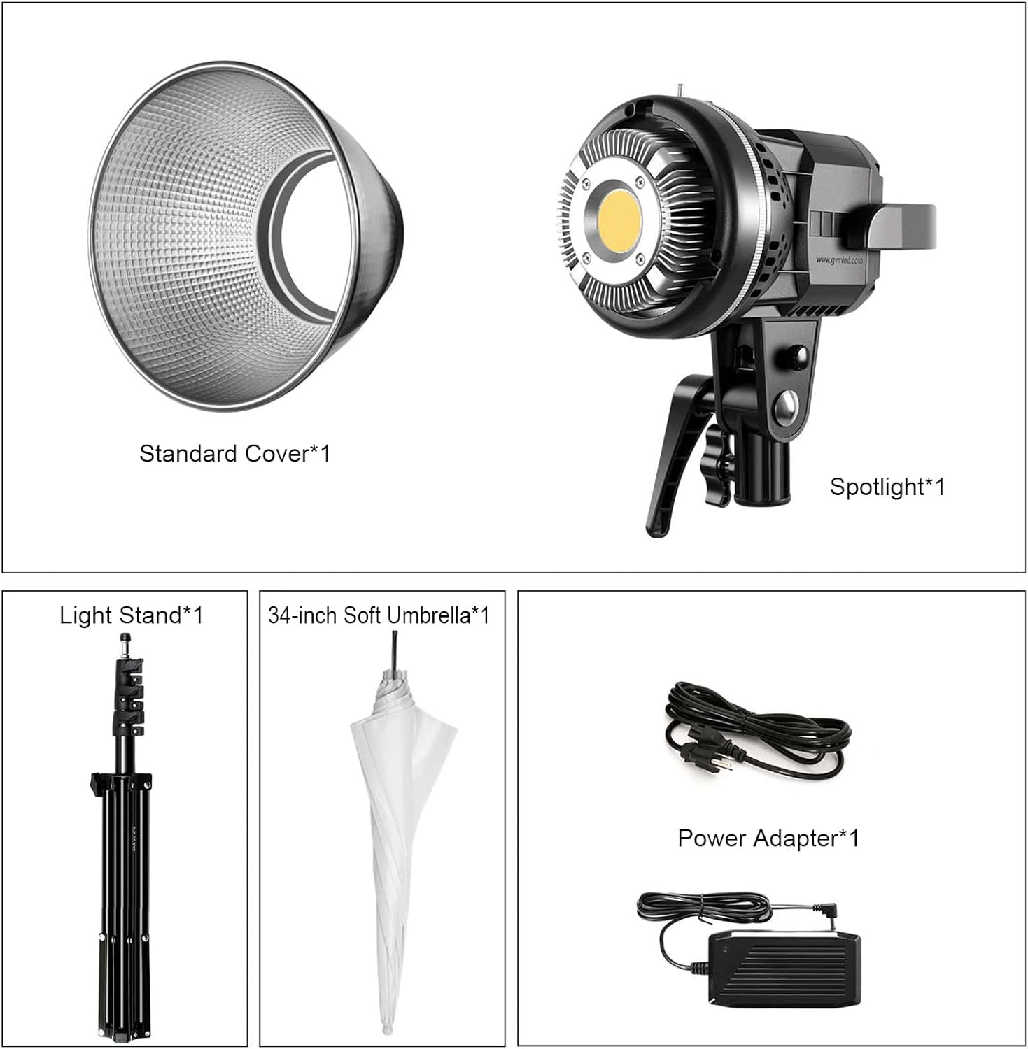 GVM 80W CRI97+ 5600K Dimmable LED Video Lights with Bowens Mount Kit Continuous