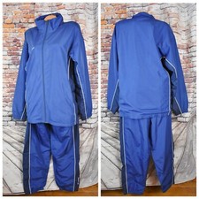 Reebok Athletic Wear Large Nylon Blue Logo Wind Track Suit Lined Cotton