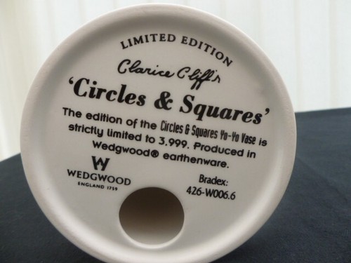 CLARICE CLIFF CIRCLES AND SQUARES YO-YO VASE RARE BEAUTIFUL - Picture 5 of 6