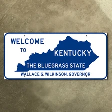 Kentucky state line highway marker road sign 1987 Bluegrass State 26x12 governor
