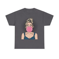 PopArt Girl Bubble Gum Bubble Tshirt unisex heavy cotton