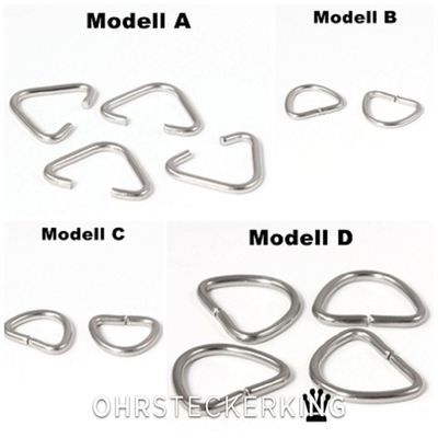 Ösen, Biegeringe Dreieck,Triangel 4 Modelle Edelstahl zum Basteln für Schmuck