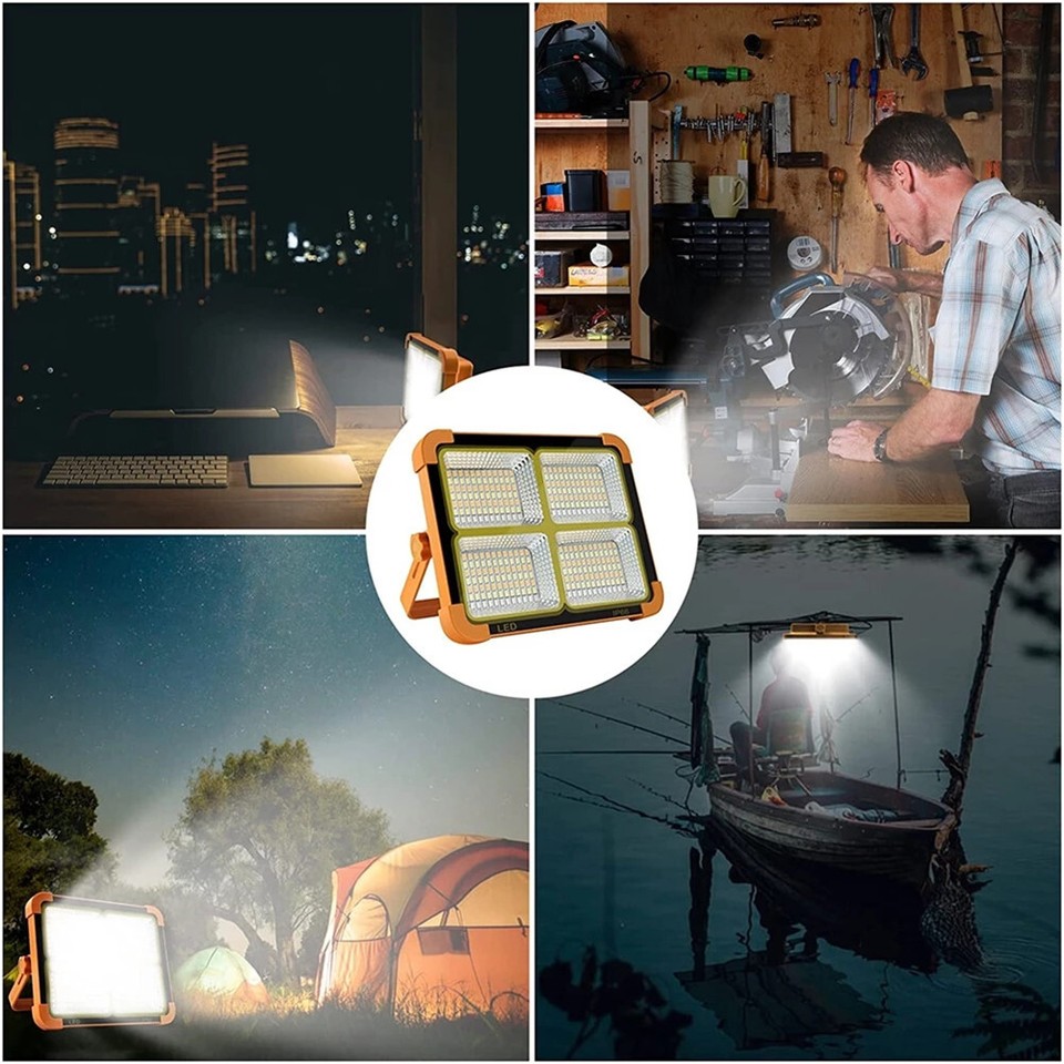 Solar Led Work Light Floodlight Flashlight USB Rechargeable Camping ...
