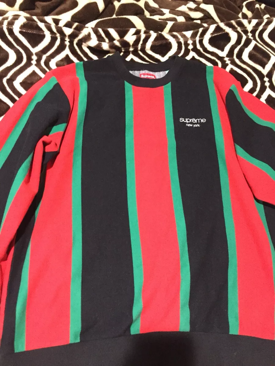 Supreme Vertical Striped Pique Crewneck Fw17