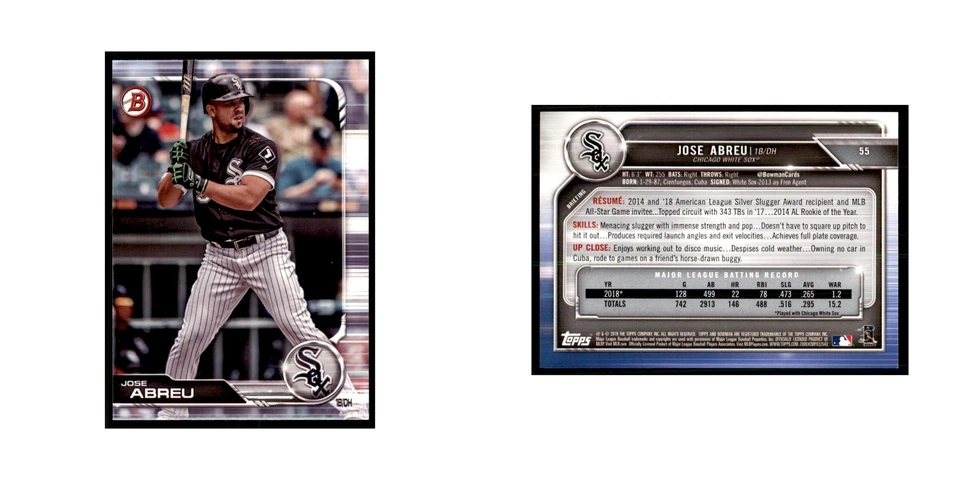 2019 Bowman. Jose Abreu Baseball Cards #55 - Image 3 of 3
