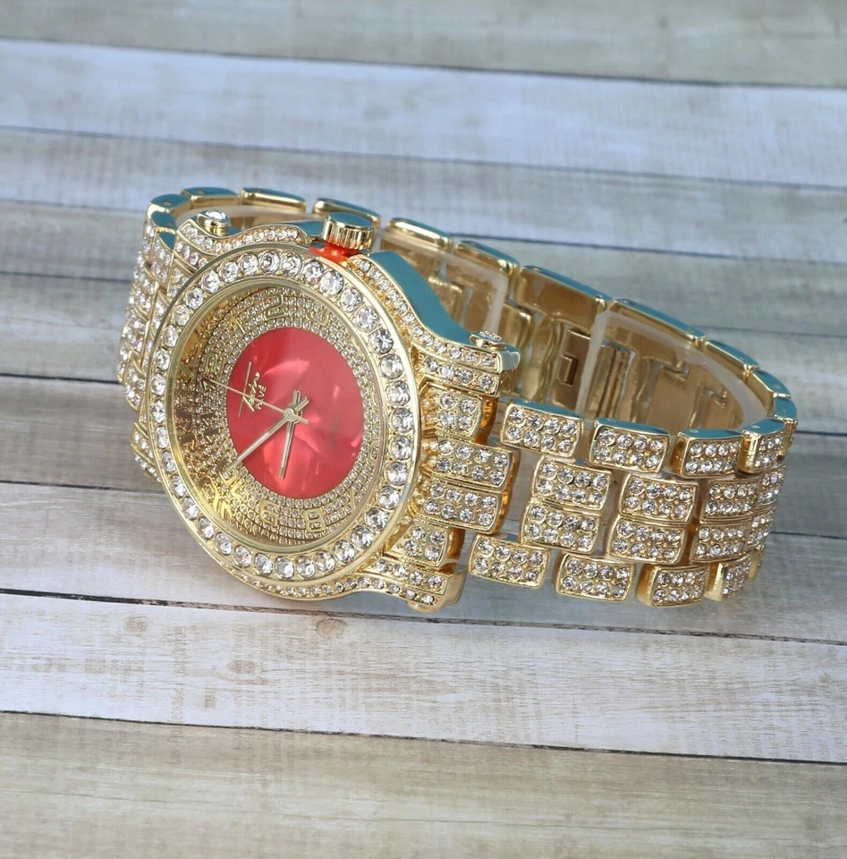 Reloj para hombre Iced Luxury Bisel Metal Link Band GP Techno Pave Foto 3 de 4