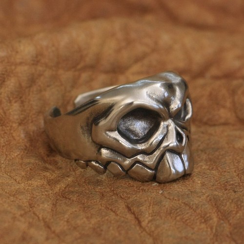 Cupronickel Front Tooth Skull Ring Biker Rock Jewellery CP107C UK Size N½~Z4 - Picture 4 of 27