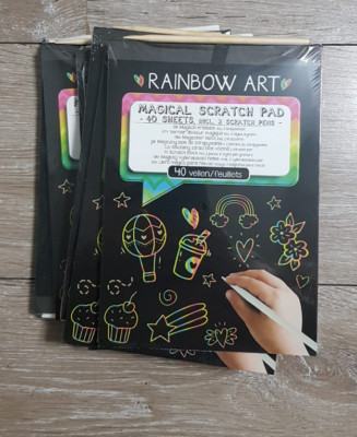 3er Pack - Magical Scratch Pad Rainbow Art 40 Sheets incl.2 Scratch Pens