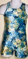 GK KIDS BIKETARD CHILD TODDLER VELVET FLORAL PRINT GYMNASTICS DANCE TANK TD NWT