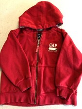 Gap Kids Sweatshirt Youth Boy's XS 4 Red Full Zip Knit Lined Casual Hoodie