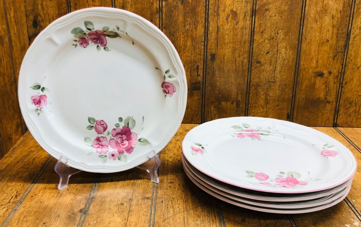 Gibson Rose with Pink Flowers Dinner Plates 11 1/2