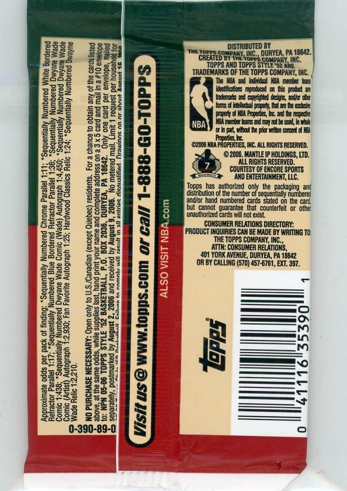 2005-06 Topps 1952 Style Basketball Sealed Retail Pack - Image 2 of 2