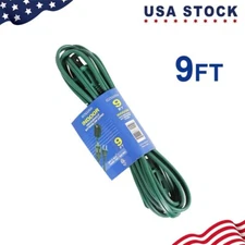 EPICORD 9FT Indoor Extension Cord, 16/2 AWG with 2 Prong Plug, Green